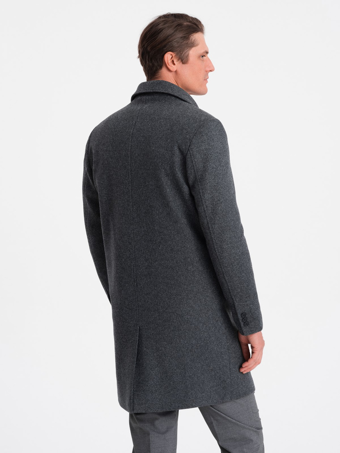 Men's double-breasted lined coat - graphite V2 OM-COWC-0107