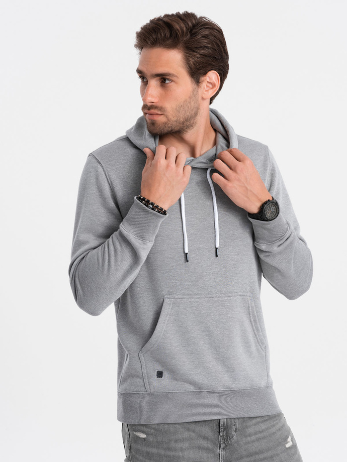 Men's hooded sweatshirt - grey melange V B979