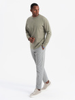 Men's cotton longsleeve LOOSE FIT with round neckline - khaki V4 OM-LSBC-0129