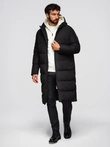 Men's classic long hooded jacket - black V1 OM-JALJ-0269