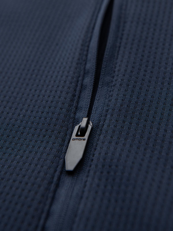 Jachetă sport ușoară colorată pentru bărbați cu fleece - maro și bleumarin V1 OM-JANP-0194