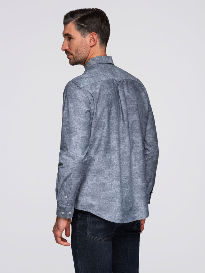 Classic men's flannel cotton plaid shirt - gray V3 OM-SHCS-0157