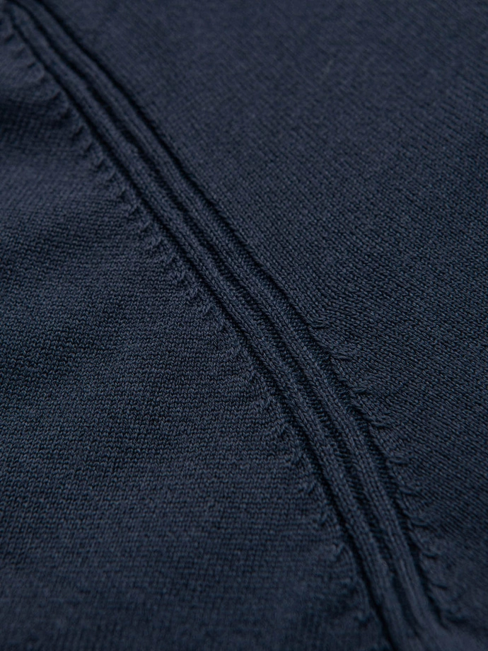 Men's sweater with viscose and spread neckline - navy blue V4 OM-SWZS-0124