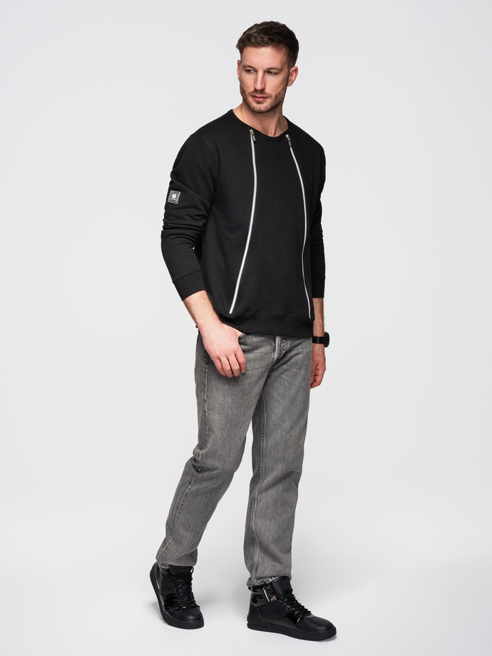 Praná pánská mikina s ozdobným prošitím u výstřihu - světle modrá V3 OM-SSDS-0131