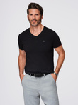 Pánské tričko V-NECK s elastanem - černé V3 OM-TSCT-0106