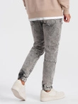 Pánské mramorované kalhoty JOGGER s odřením - šedé V3 OM-PADJ-0153