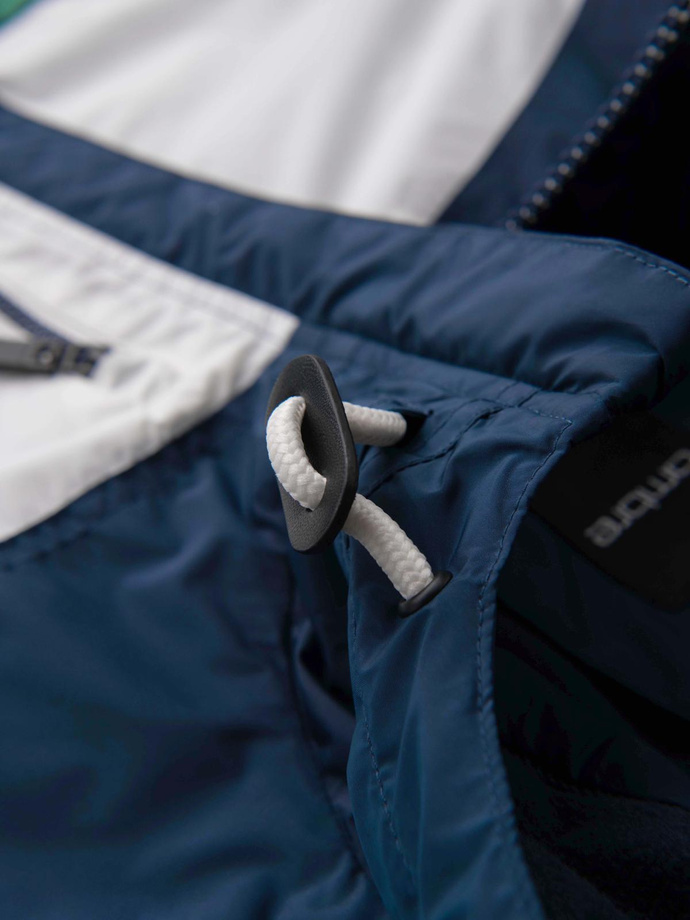 Pánská lehká barevná sportovní bunda s fleecem - zelená a tmavě modrá V20 OM-JANP-0194