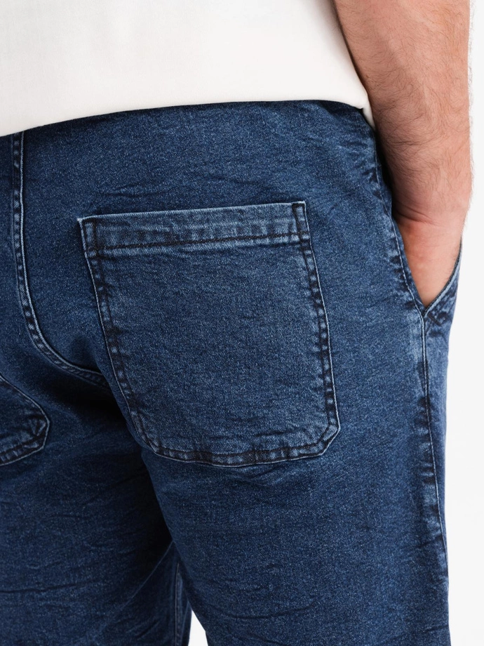 Pánské džínové šortky s ohrnutou nohavicí - tmavě modré V2 OM-SRDS-0161