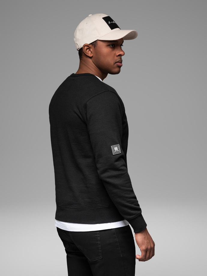 Men's sweatshirt with decorative front zips - black V1 OM-SSNZ-0187