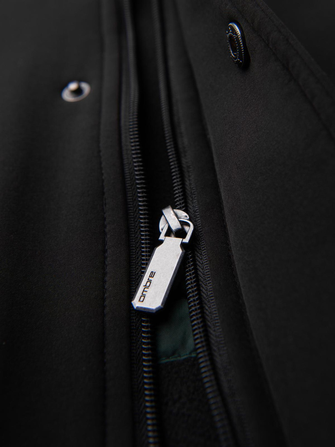 Men's parka coat with fleece lining and waist adjustment - black V2 OM-JAPJ-0314