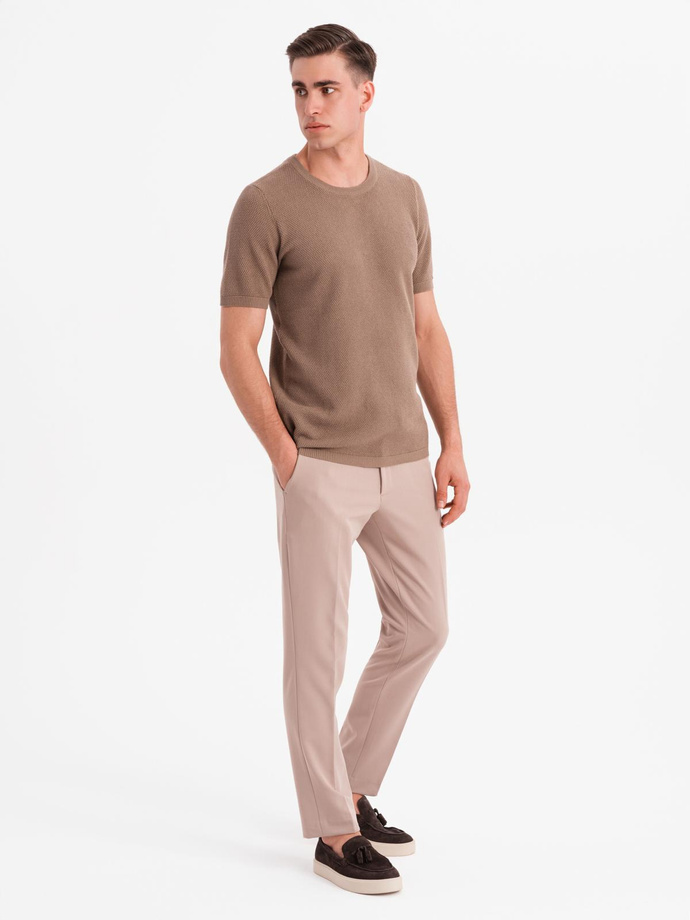 Tricou polo BASIC BASIC pentru bărbați, o singură culoare, din tricot piqué - verde neon V25 OM-POBS-0100