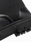 Cizme bărbătești înalte din materiale combinate - negru V1 OM-FOBO-0174
