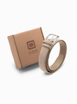Unicolored men's belt in natural suede - beige V2 OU-ACBE-0113