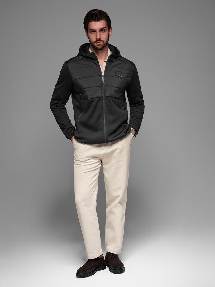 Jachetă sport ușoară colorată pentru bărbați cu fleece - maro și bleumarin V1 OM-JANP-0194