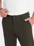 Men's REGULAR FIT chino pants with fine texture - dark green V4 OM-PACP-0184