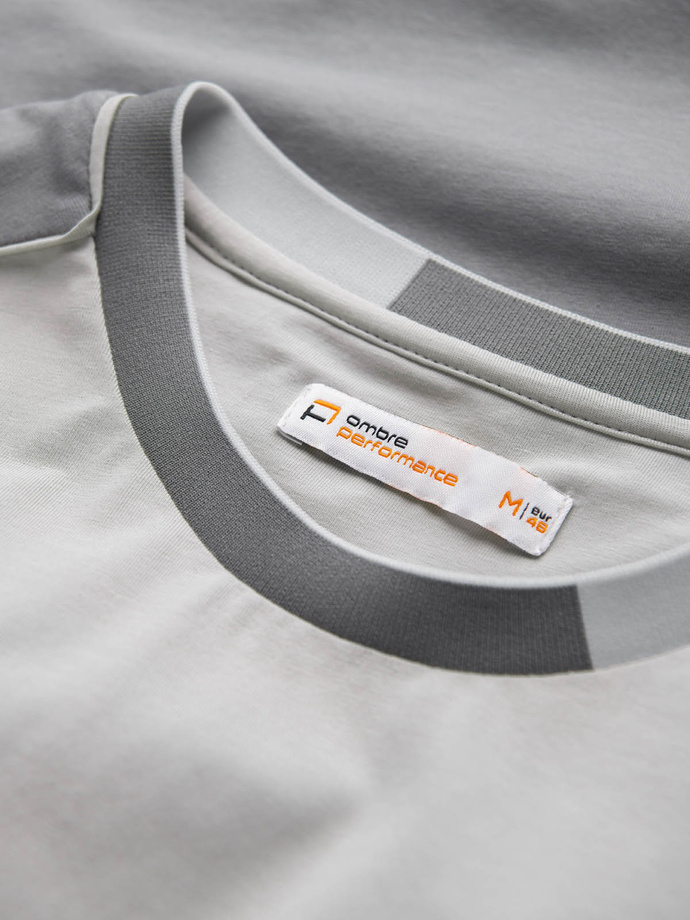 Vyriški elastano marškinėliai su spalvotomis rankovėmis - pilki V4 OM-TSCT-0176