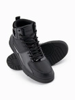 Men's high boots sneakers with shiny elements - black V1 OM-FOSH-0178