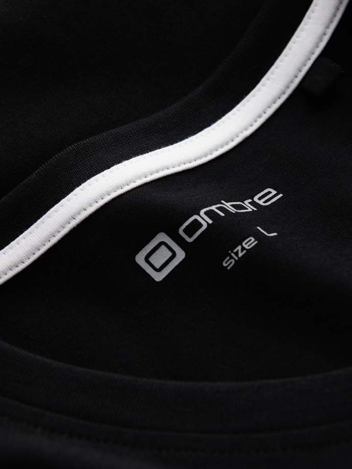 Pánské tričko V-NECK s elastanem - černé V3 OM-TSCT-0106