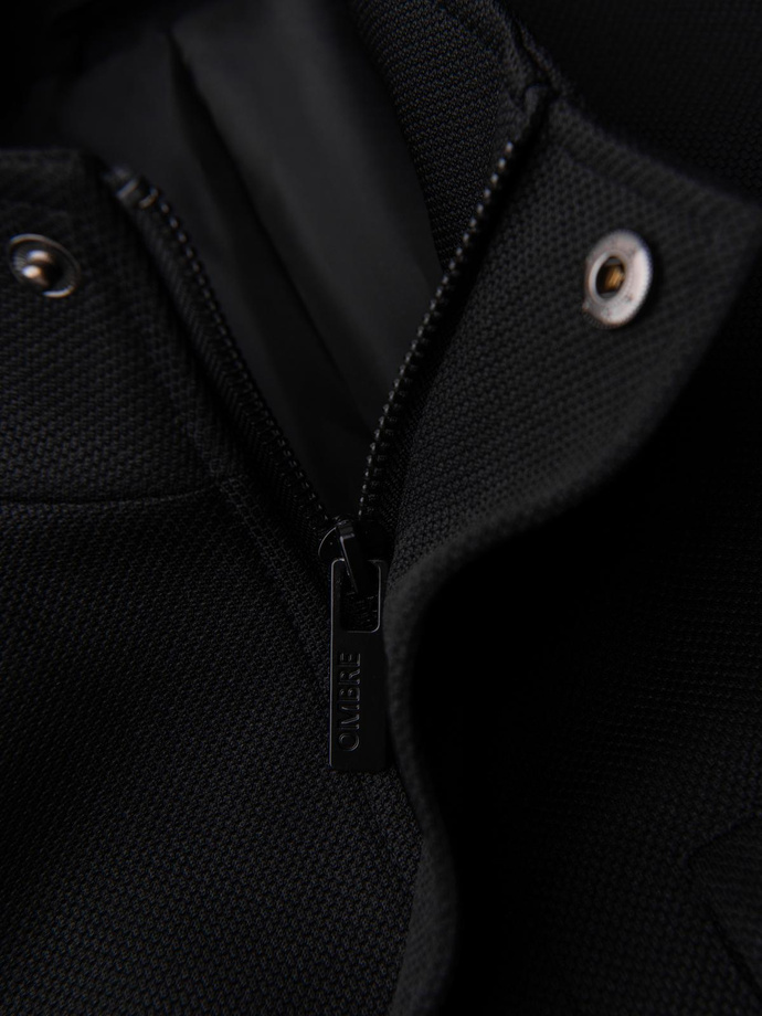 Palton bărbătesc cu guler înalt structurat - negru V1 OM-COWC-0136