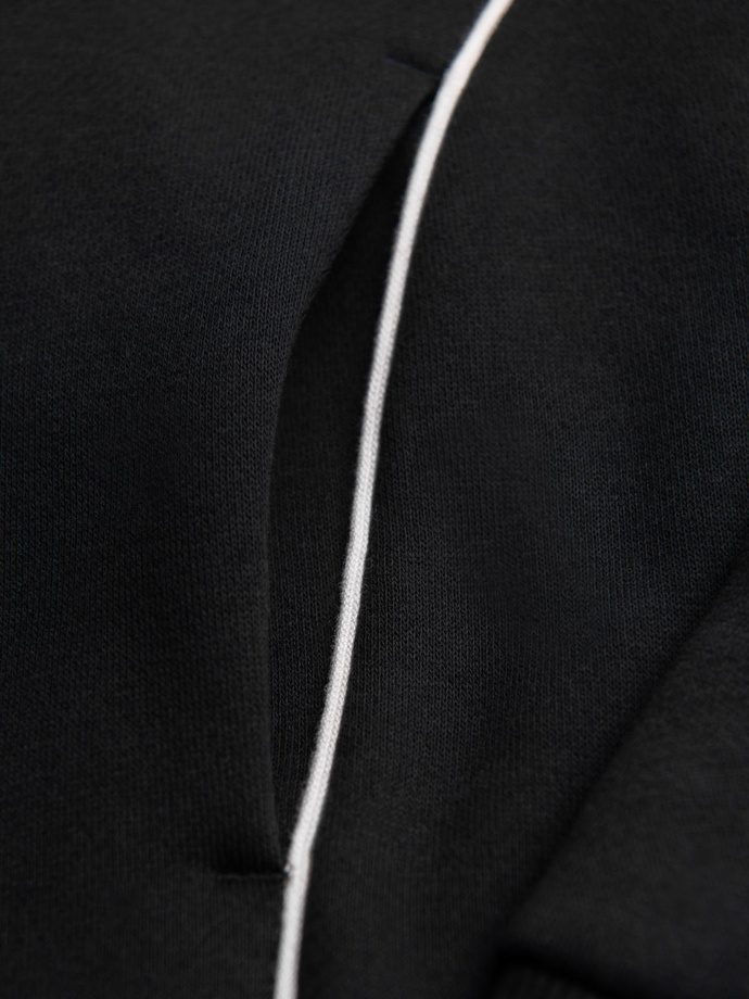 Men's sweatshirt with contrast stitching and hood - black V1 OM-SSNZ-0250