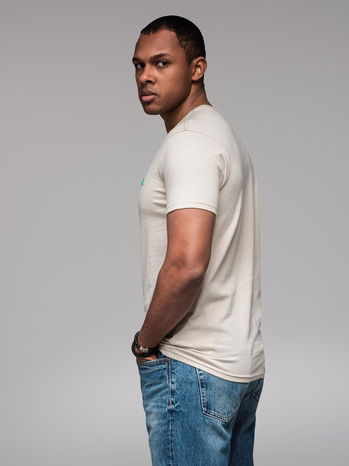 Tricou bărbătesc din bumbac cu contrast - alb V5 OM-TSCT-0151