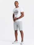 Pantaloni scurți de trening tricotați ottoman pentru bărbați - gri V2 OM-SRSK-0150