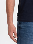 BASIC men's classic cotton T-shirt with a crew neckline - navy blue V2 OM-TSBS-0145