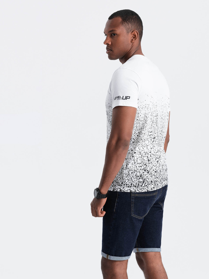 Pánské bavlněné tričko s gradientním potiskem - bílé V1 OM-TSPT-22SS-001