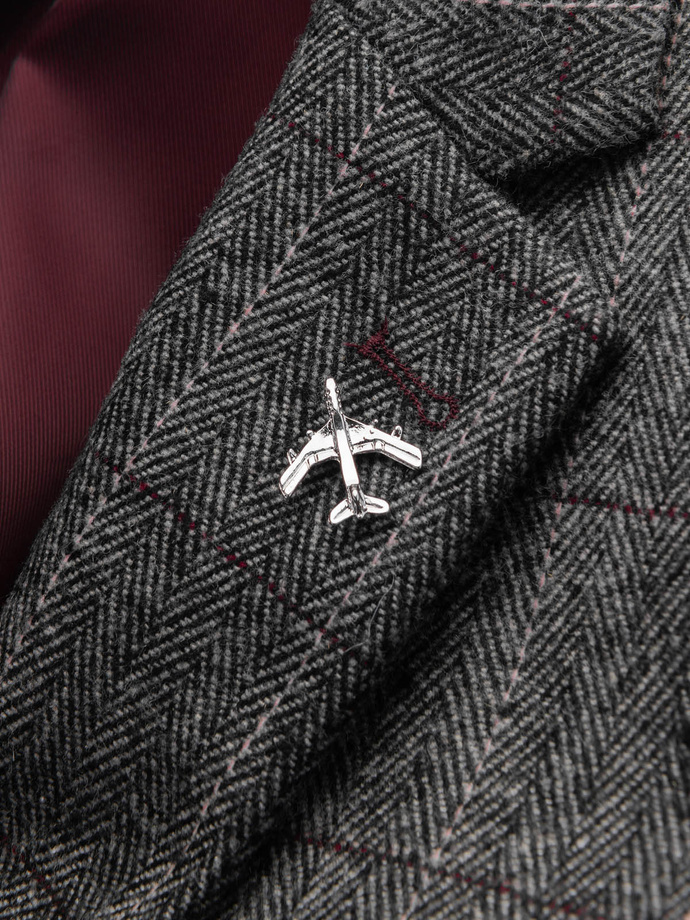  Ozdobný kovový špendlík na oděv letadlo - stříbrný V1 OU-ACPN-0106