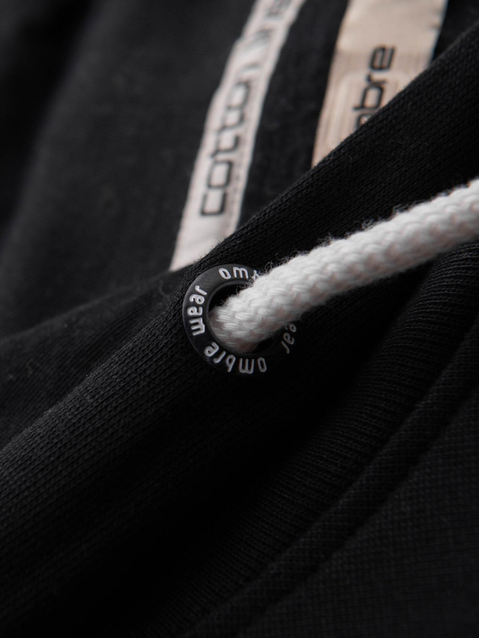 Men's kangaroo sweatshirt with hood - black V5 OM-SSBN-0177