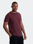 Tricou clasic din bumbac pentru bărbați BASIC - maro V10 OM-TSBS-0146