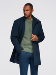Men's tailored structured coat with high collar - navy blue V2 OM-COWC-0136