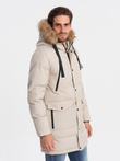 Men's winter parka jacket - beige V5 OM-JALJ-0132