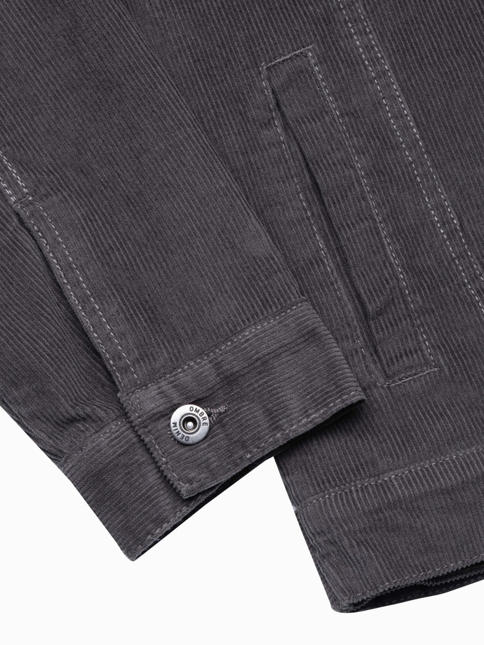 Men's mid-season jacket - dark grey C524