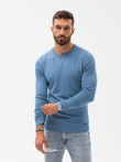 Classic men's sweater with round neckline - light blue V10 OM-SWBS-0106