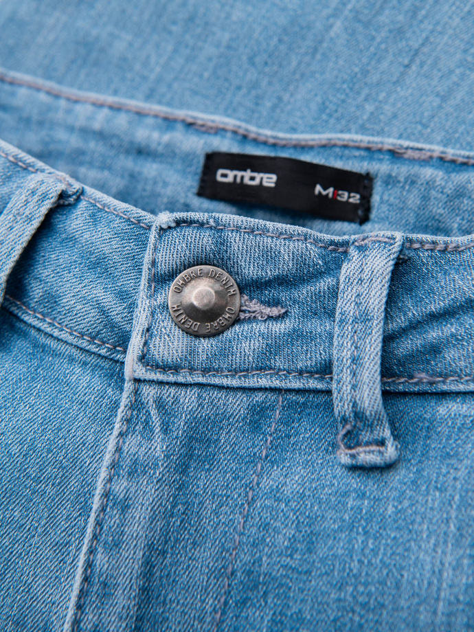 Classic men's SLIM FIT jeans with elastane - light blue V2 OM-PADP-0216