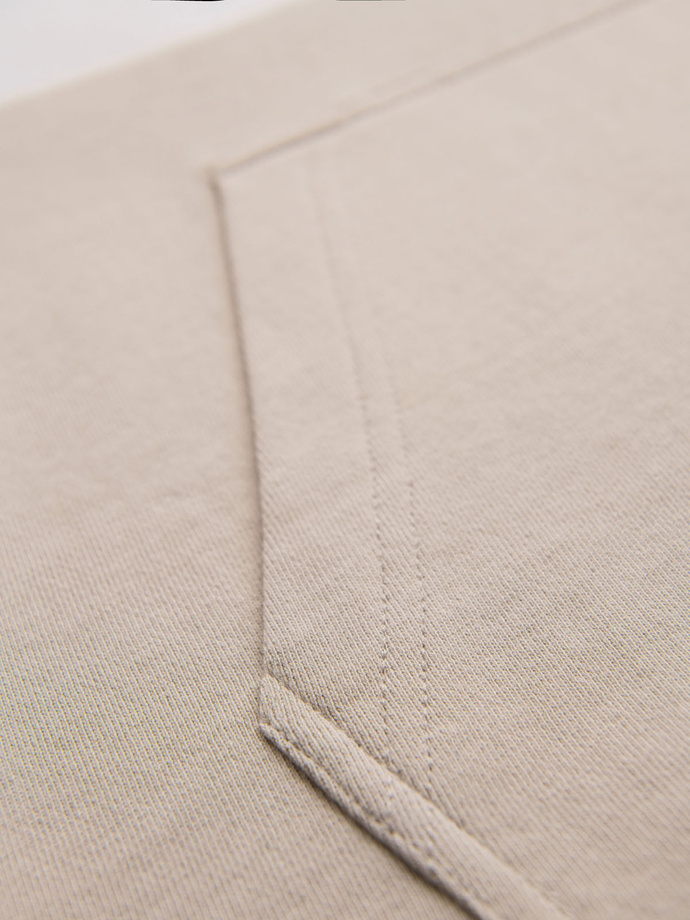 Pánska bavlnená mikina s kontrastnými prvkami - béžová V2 OM-SSNZ-0225