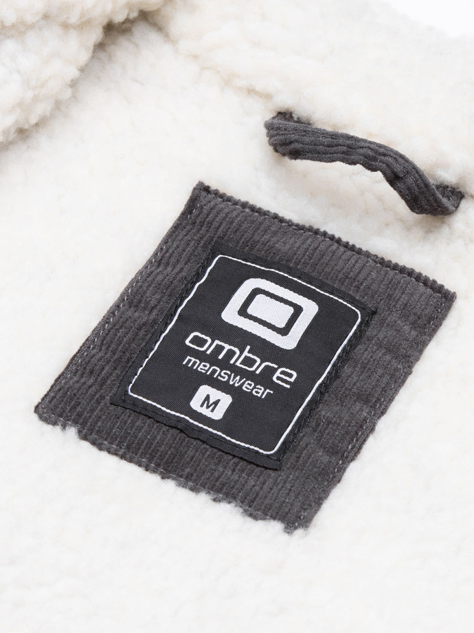 Men's mid-season jacket - dark grey C524