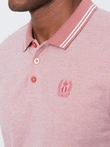 Men's melange polo shirt with contrasting collar - pink V2 S1618