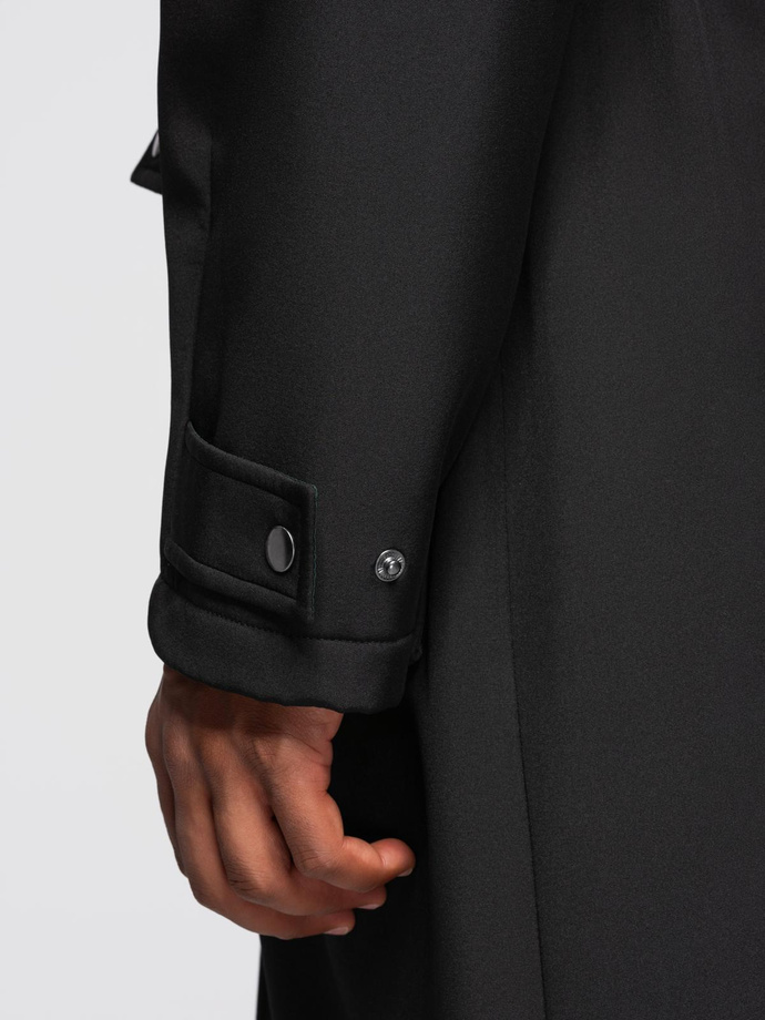 Men's parka coat with fleece lining and waist adjustment - black V2 OM-JAPJ-0314