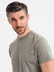 Men's military-style printed cotton T-shirt - light olive V2 OM-TSWT-0202