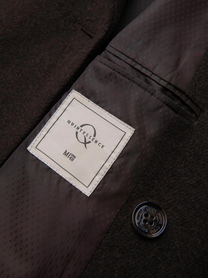 Men's double-breasted wool coat - dark brown V3 OM-COWC-0133