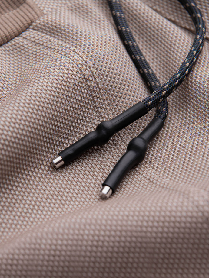 Pánské strukturované pletené tepláky - káva V2 OM-PASK-0211