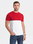 Men's two-tone cotton T-shirt - red and white V6 S1619