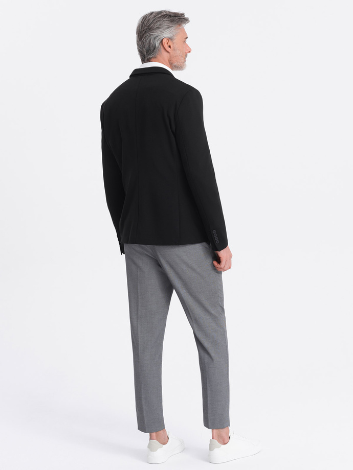 Blazer pentru bărbați cu buzunare aplicate - negru V5 OM-BLZB-0127