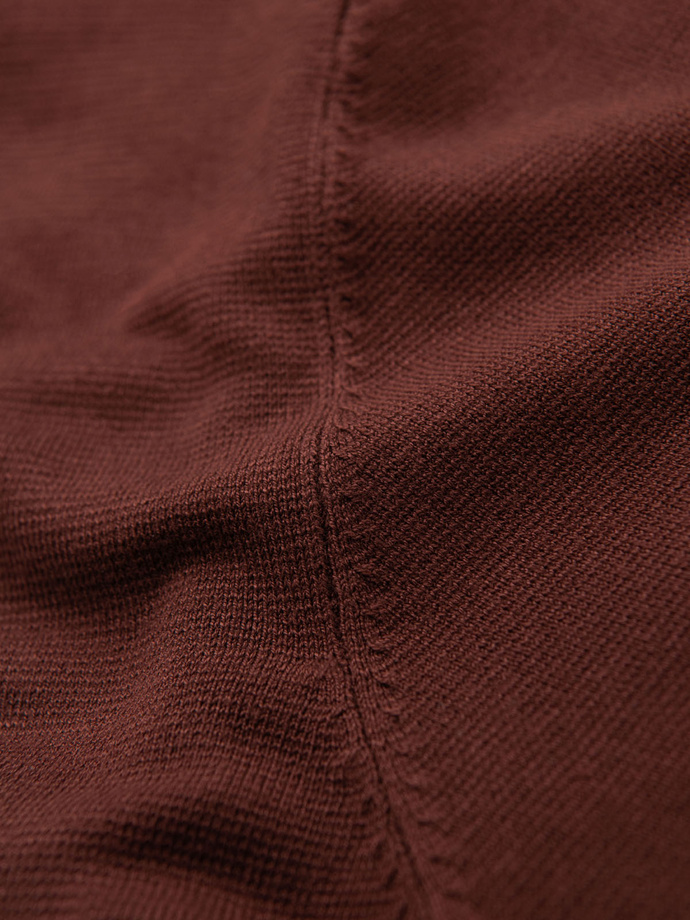 Men's classic knitted shirt with ribbed cuffs - warm brown V4 OM-TSCT-0252