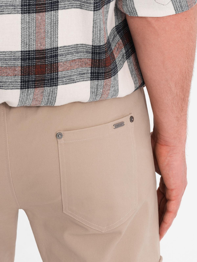 Men's STRAIGHT LEG cargo pants with striped pockets - sand V2 OM-PACG-0197