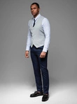 Fitted structured men's vest with patch pockets - grey melange V2 OM-BLZV-0146