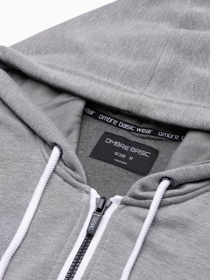 Men's zip-up sweatshirt - grey melange B977