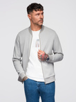 Men's pique knit bomber jacket - gray V4 OM-SSZP-0238